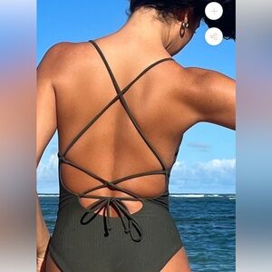 The Girl & The Water Kauai’i One Piece Ribbed Size L-sold out! Gift. Corset swim